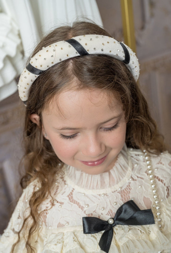 Aurora Ivory Velvet Headband - Petite Maison Kids