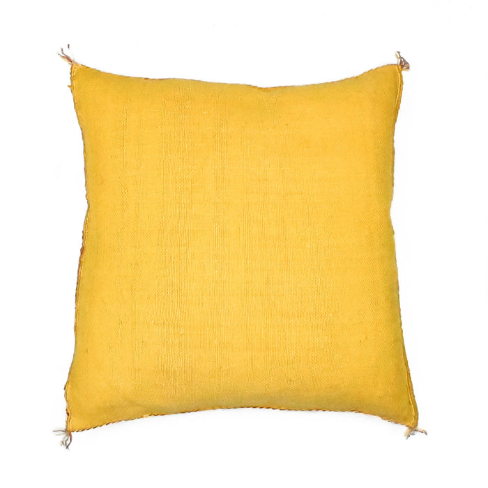 Buttercup II Artisanal Handmade Moroccan embroidered cactus silk sabra pillow yellow handwoven