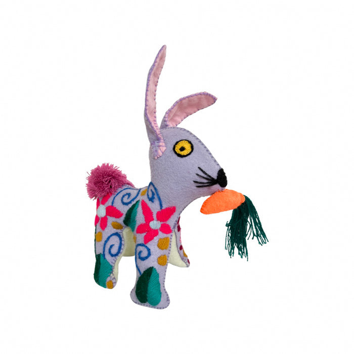 Folk Art Mexican embroidered plush stuffed animal toy rabbit