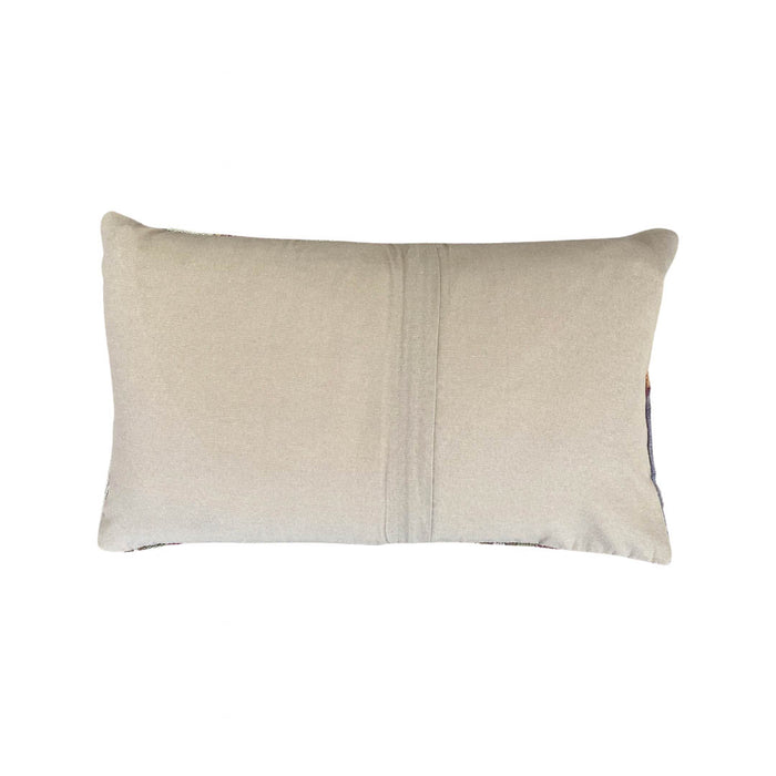 Handmade traditional Turkish kilim pillow cover made with vintage rugs 12x20 cream purple olive