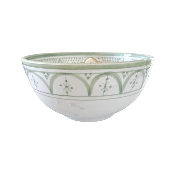 handmade light green patterned motif moroccan salad bowl