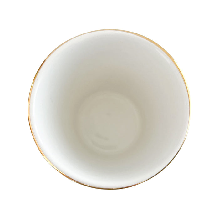 white etched motif ceramic moroccan coffee cup mug