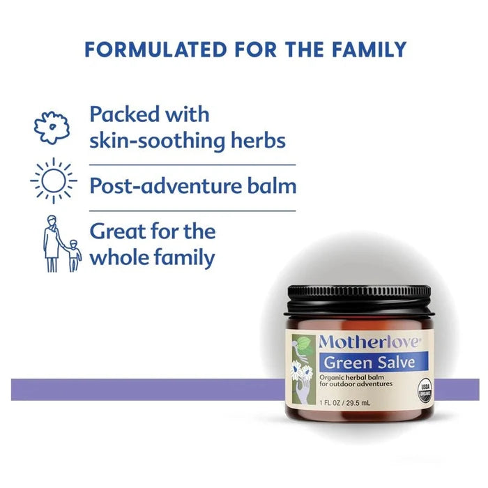 Green Salve Organic Herbal Balm for Outdoor Skin Care - 29.5ml