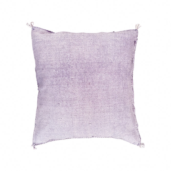 Artisanal Handmade Moroccan embroidered cactus silk sabra pillow handwoven purple