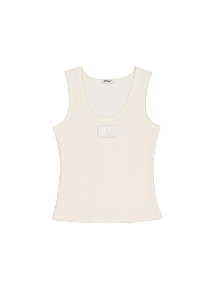 LOGO PATCH COTTON SLIM SLEEVELESS -IVORY