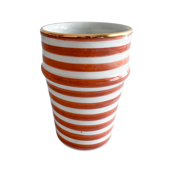 dark orange striped moroccan ceramic tea cup