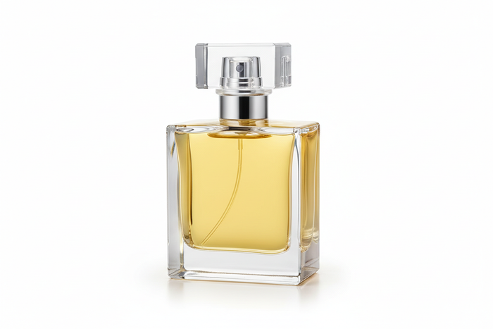 50ml square perfume bottle with yellow perfume inside no words on bottle