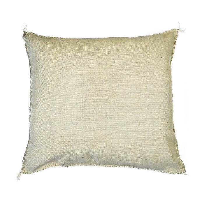handmade Moroccan embroidered cactus silk sabra pillow beige