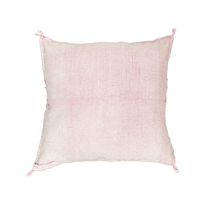 Artisanal Handmade Moroccan embroidered cactus silk sabra pillow pink handwoven