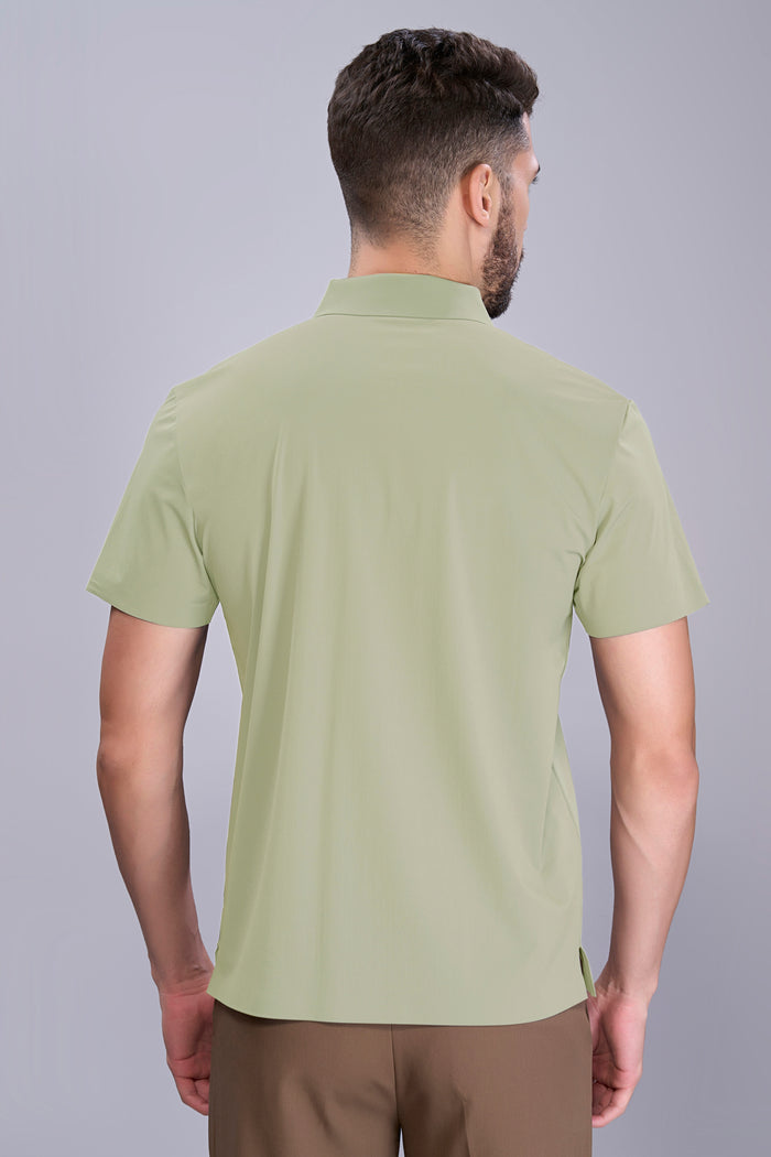 Pista Green - Stitchless Zip Polo T-shirt