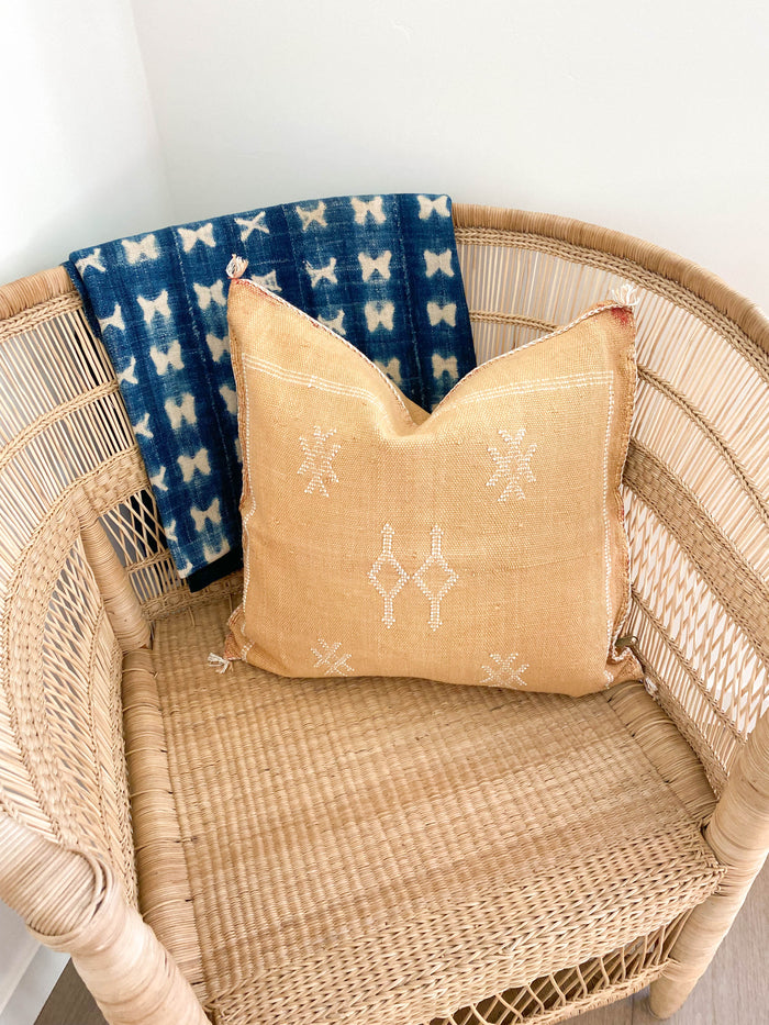 Sandstone V Artisanal Handmade Moroccan embroidered cactus silk sabra pillow orange handwoven