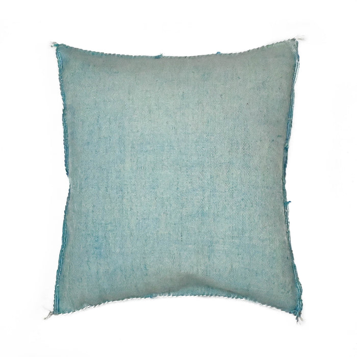 Sky XX Artisanal Handmade Moroccan embroidered cactus silk sabra pillow pastel blue handwoven