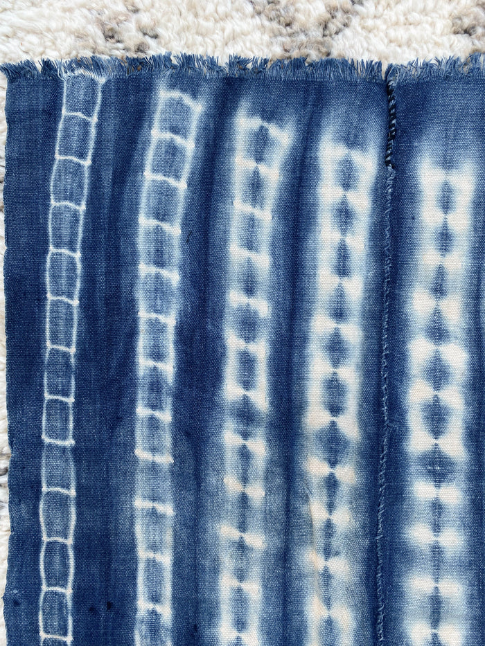 West African Mali Shibori Indigo Throw IX
