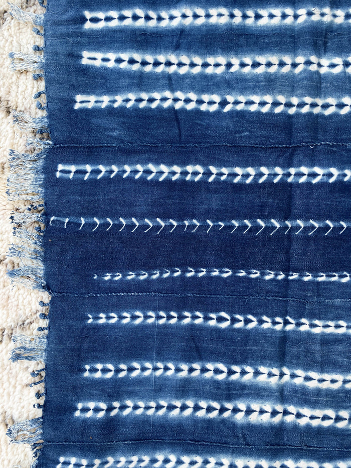West African Mali Shibori Indigo Throw VIII