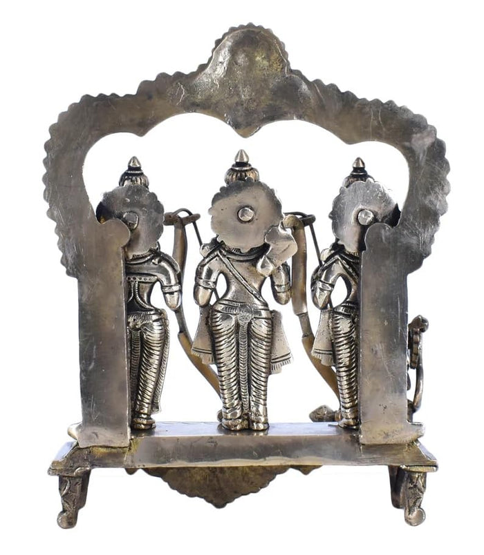 White Whale Ram Darbar - Lord Rama Laxman and Sita Hanuman Brass Statue Religious Sculpture Idol Home Decor