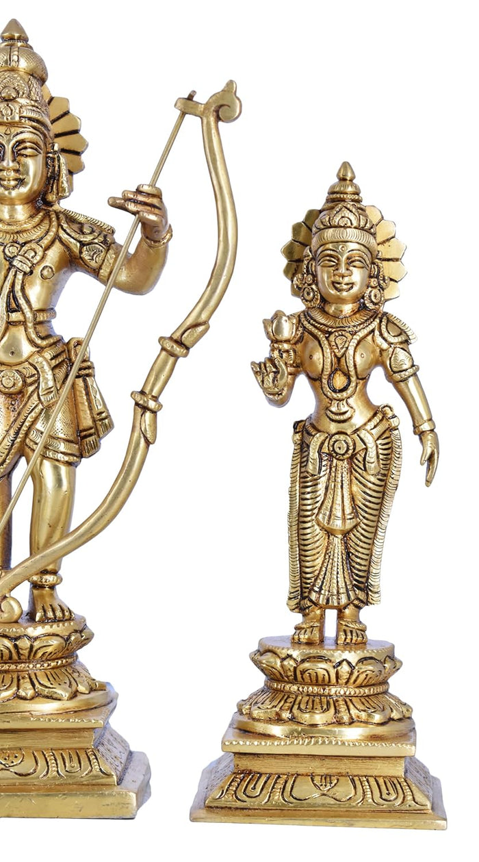 White Whale Ram Darbar - Lord Rama Laxman and Sita Hanuman Brass Statue Religious Sculpture Idol Home Decor