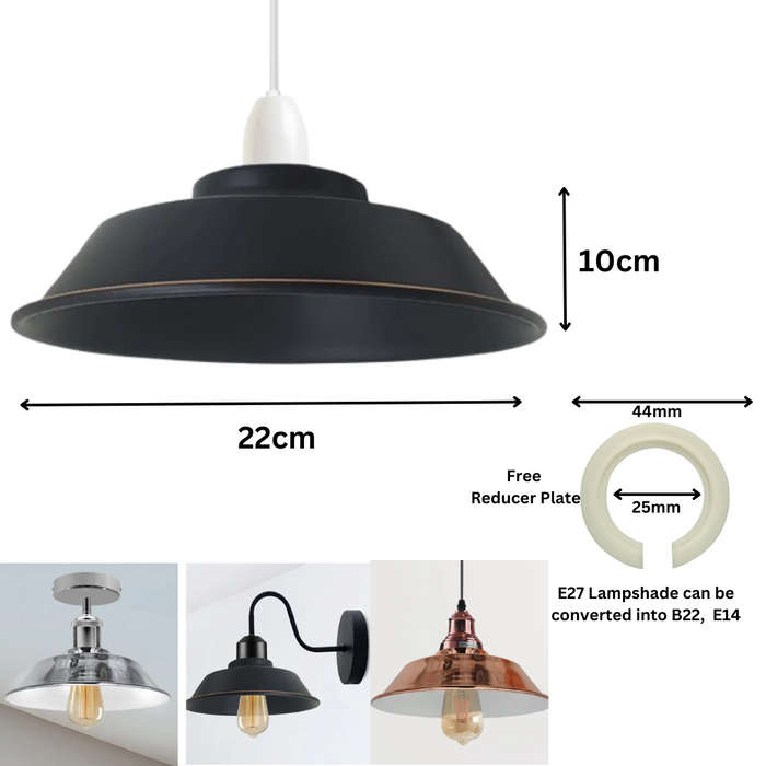 2 Pack Industrial Curvy Metal Easy fit Lamp Shade ~5576