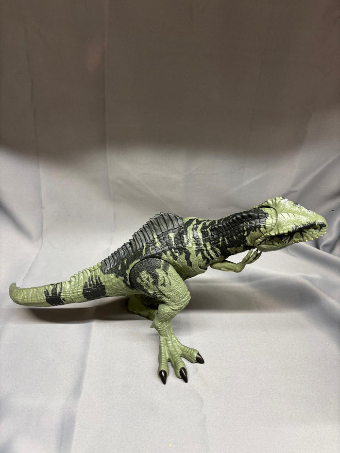 2 x Jurassic Park T-Rex Figure Jointed Moveable Toy - Brown & Green Plastic - Collectible - GOOD USED CONDITION