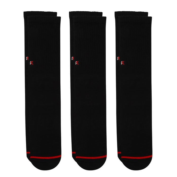 3 Pack Solid Black Crew Sock - Kecks