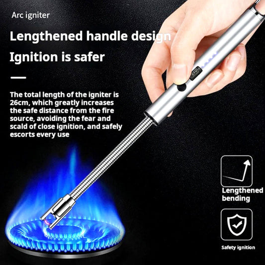 360° Flexible Neck USB Pulse Arc Lighter – Rechargeable Flameless Ignition for Candles, Kitchen Stoves & Outdoor BBQ