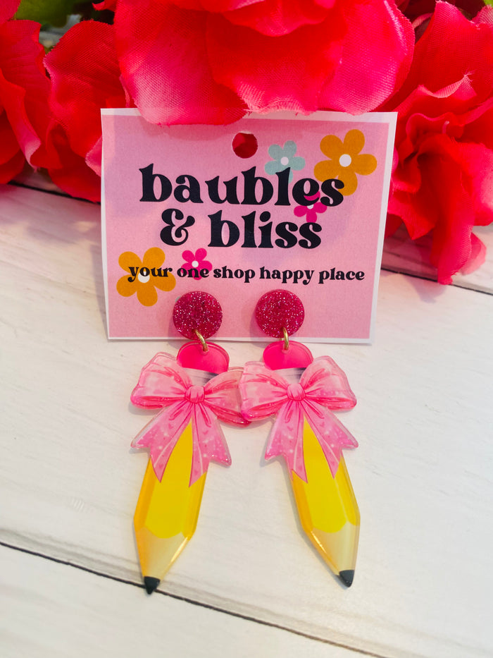 Pencil Bow Earrings