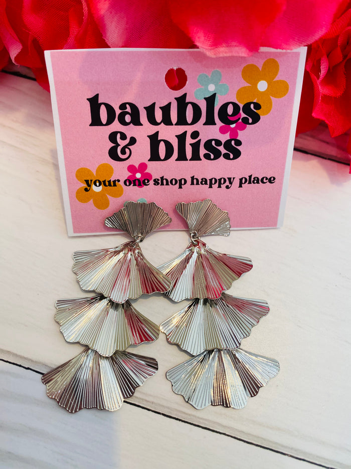 Silver Fan Dangle Earrings