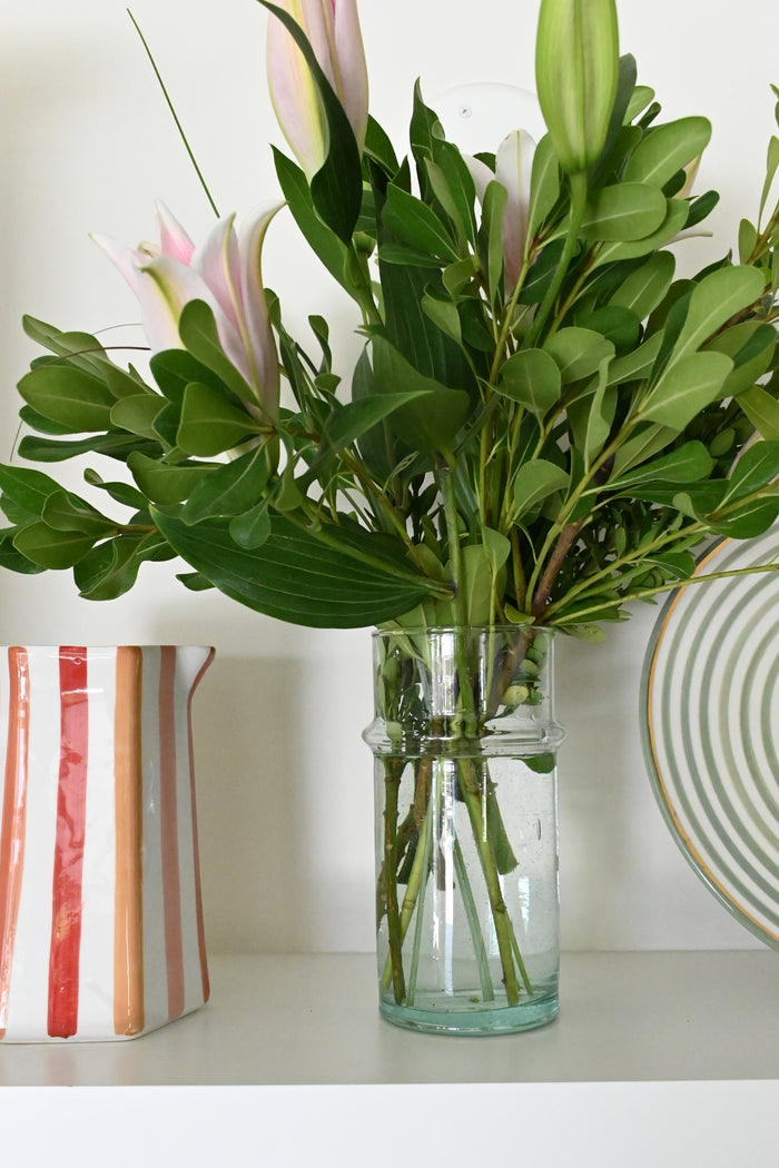 Aqua Moroccan Glass Vase