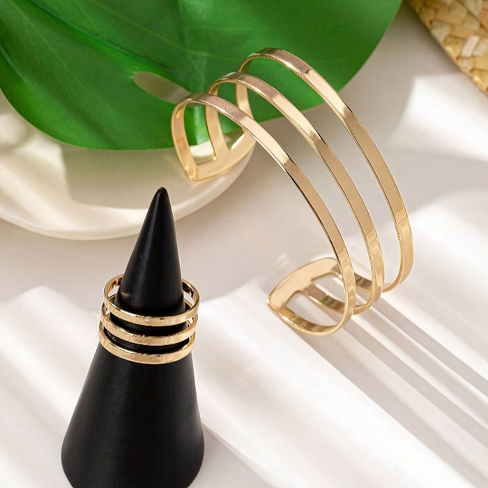 B989 - Hollow Layered Golden Bracelet