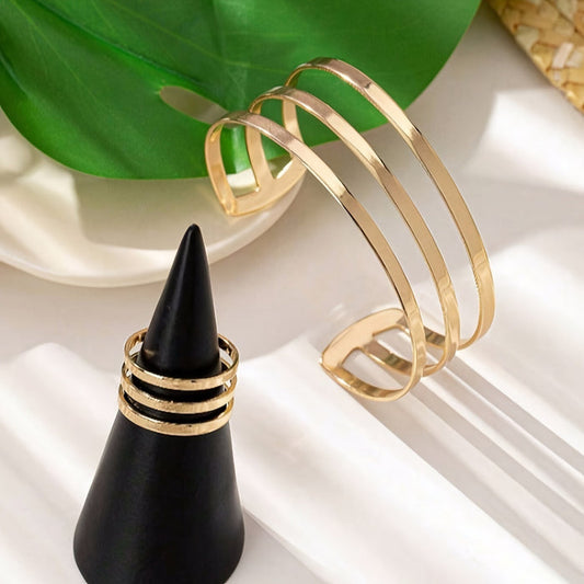 B989 - Hollow Layered Golden Bracelet