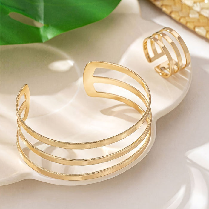 B989 - Hollow Layered Golden Bracelet