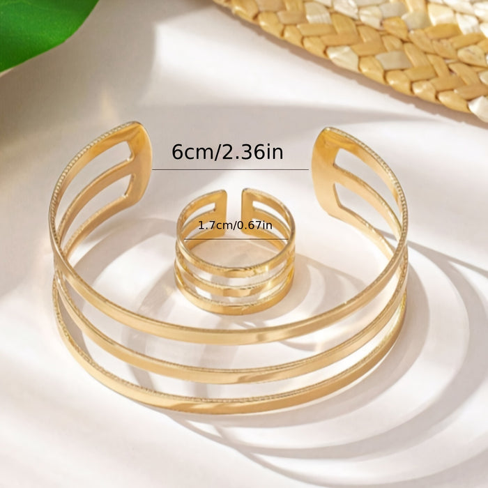 B989 - Hollow Layered Golden Bracelet