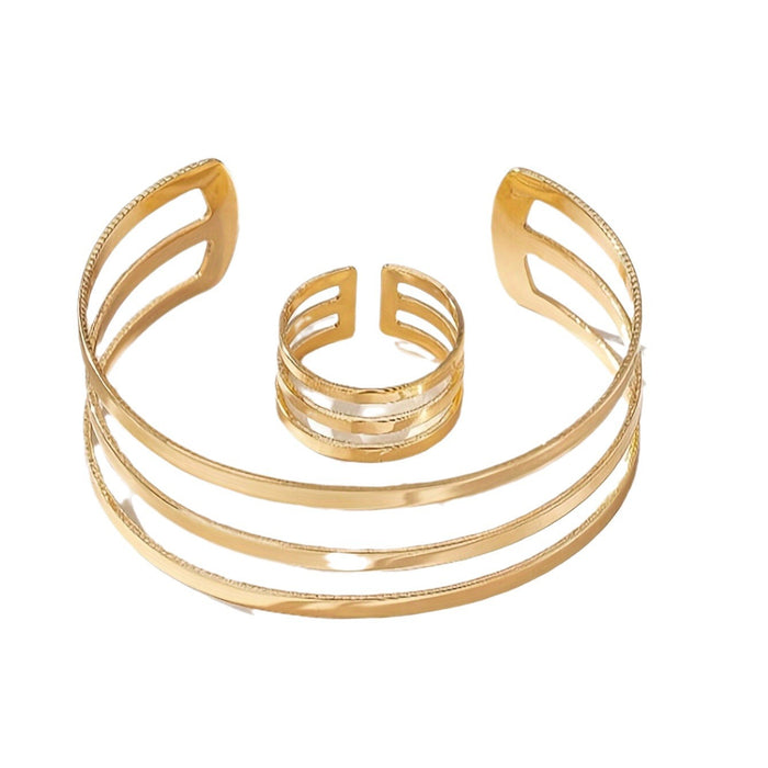 B989 - Hollow Layered Golden Bracelet