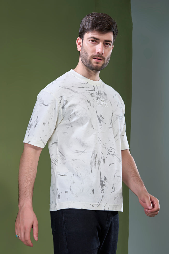 Beige - Aop Core Oversize T-shirt