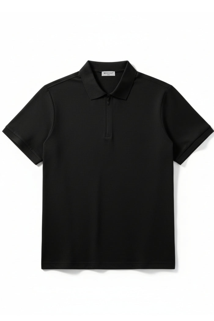 Black - Stitchless Zip Polo T-shirt