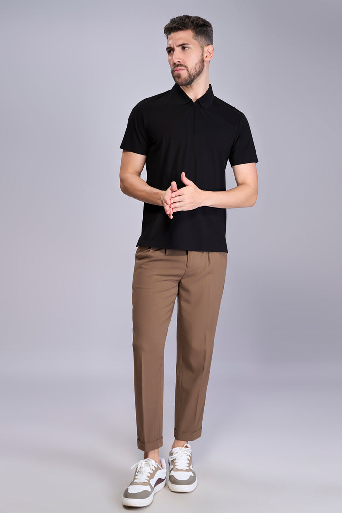 Black - Stitchless Zip Polo T-shirt