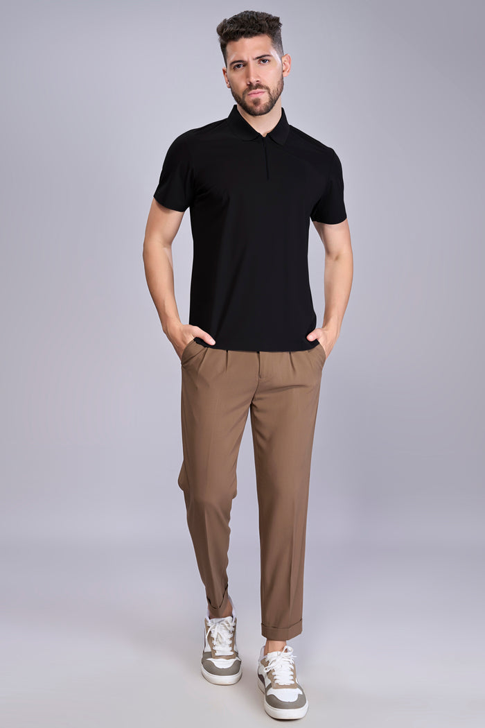 Black - Stitchless Zip Polo T-shirt