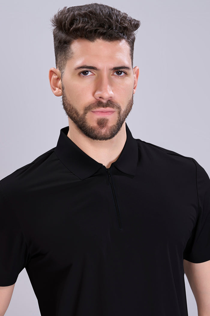 Black - Stitchless Zip Polo T-shirt