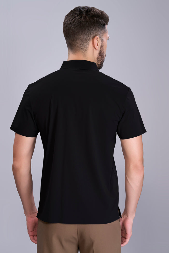Black - Stitchless Zip Polo T-shirt