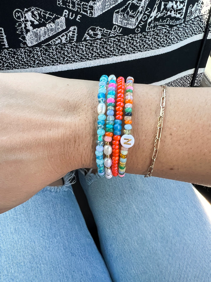 Bright Fire Opal & Pearl Bracelet