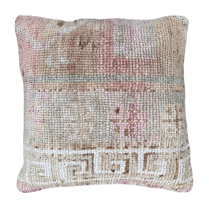 Handmade traditional Turkish oushak pillow cover made with vintage rugs 20x20 pastel