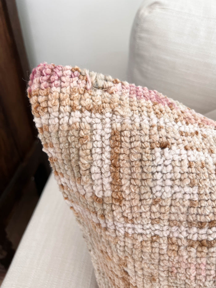 Handmade traditional Turkish oushak pillow cover made with vintage rugs 20x20 pastel