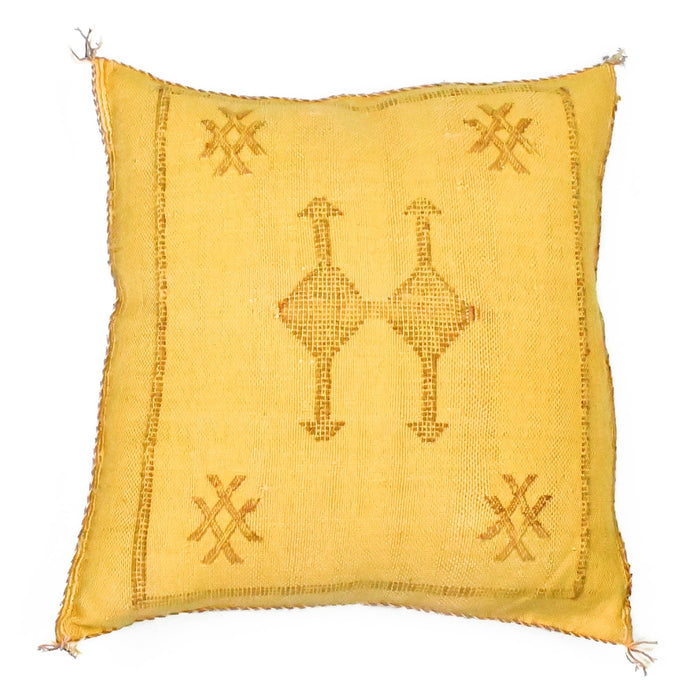 Buttercup II Artisanal Handmade Moroccan embroidered cactus silk sabra pillow yellow handwoven