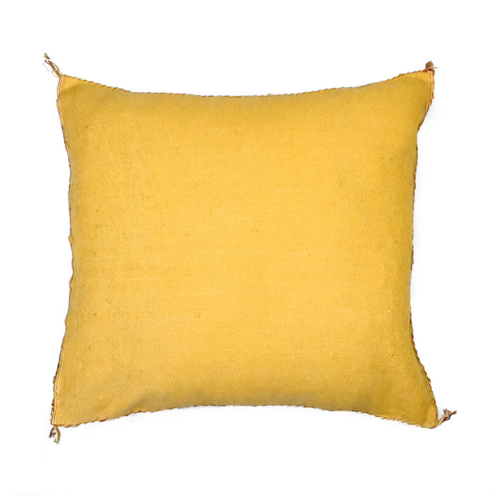 Buttercup III Artisanal Handmade Moroccan embroidered cactus silk sabra pillow yellow handwoven