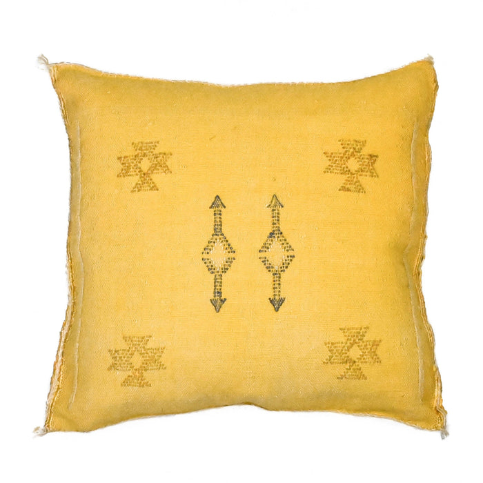 Buttercup IV Artisanal Handmade Moroccan embroidered cactus silk sabra pillow yellow handwoven