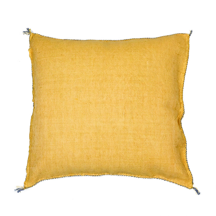 Buttercup VIII Artisanal Handmade Moroccan embroidered cactus silk sabra pillow yellow handwoven