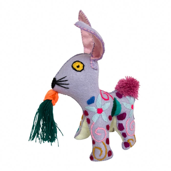 Folk Art Mexican embroidered plush stuffed animal toy rabbit