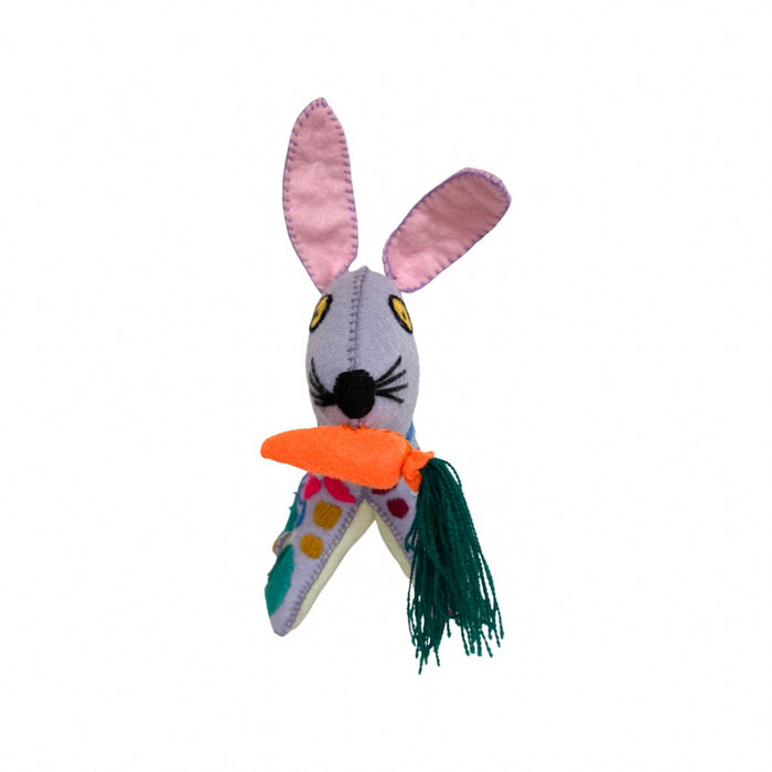 Folk Art Mexican embroidered plush stuffed animal toy rabbit