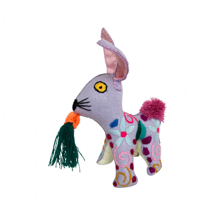 Folk Art Mexican embroidered plush stuffed animal toy rabbit