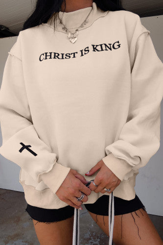 Christ is King Embroidered Pullover Sweatshirt
