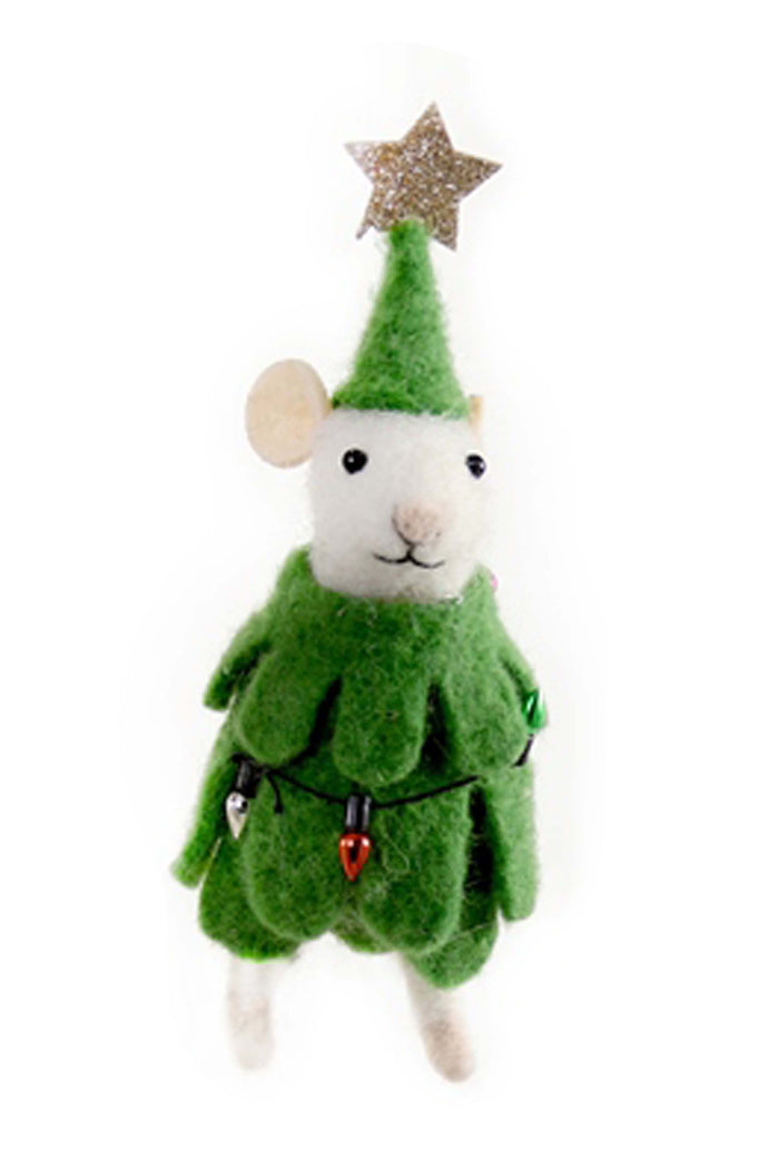 felt Christmas tree mouse ornament